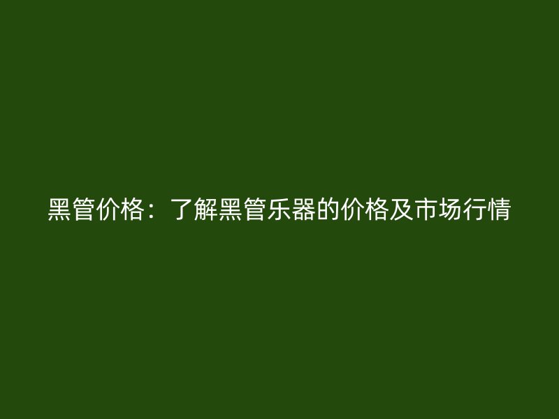 黑管價格：了解黑管樂器的價格及市場行情