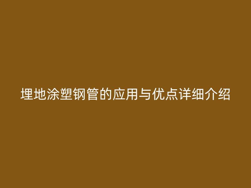 埋地涂塑鋼管的應(yīng)用與優(yōu)點(diǎn)詳細(xì)介紹