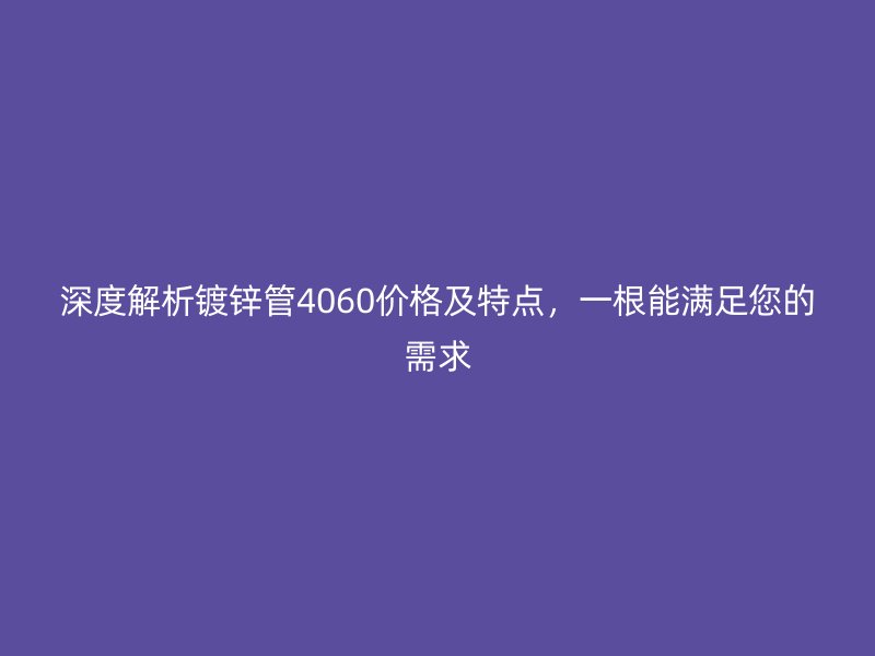 深度解析鍍鋅管4060價格及特點，一根能滿足您的需求