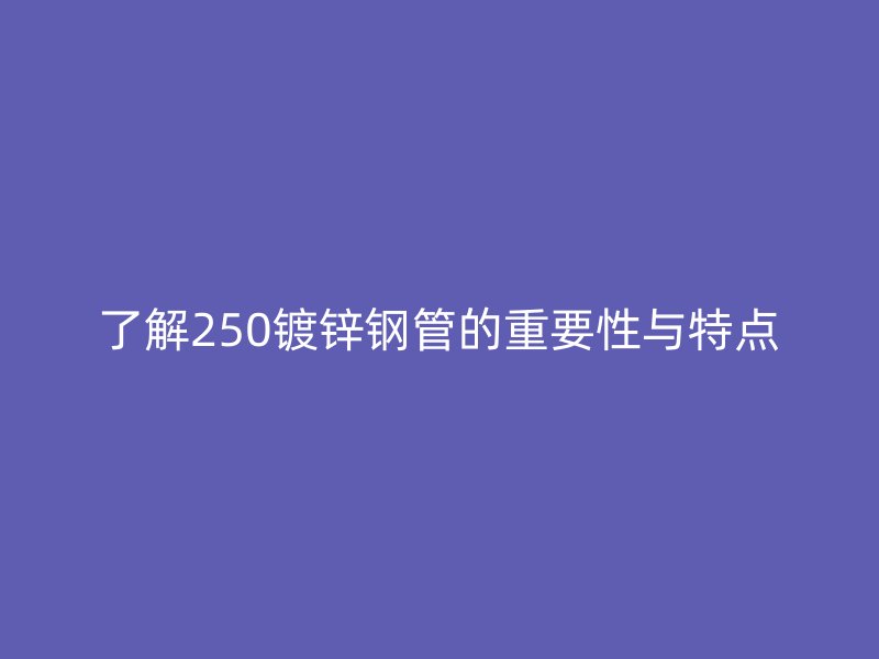 了解250鍍鋅鋼管的重要性與特點(diǎn)